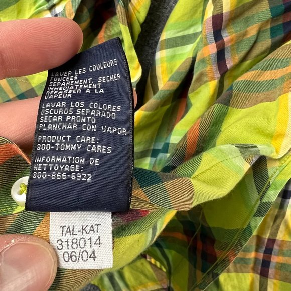 Tommy Hilfiger Shirt Adult Large Green Plaid Button Up Long Sleeve Casual Mens - Picture 11 of 16